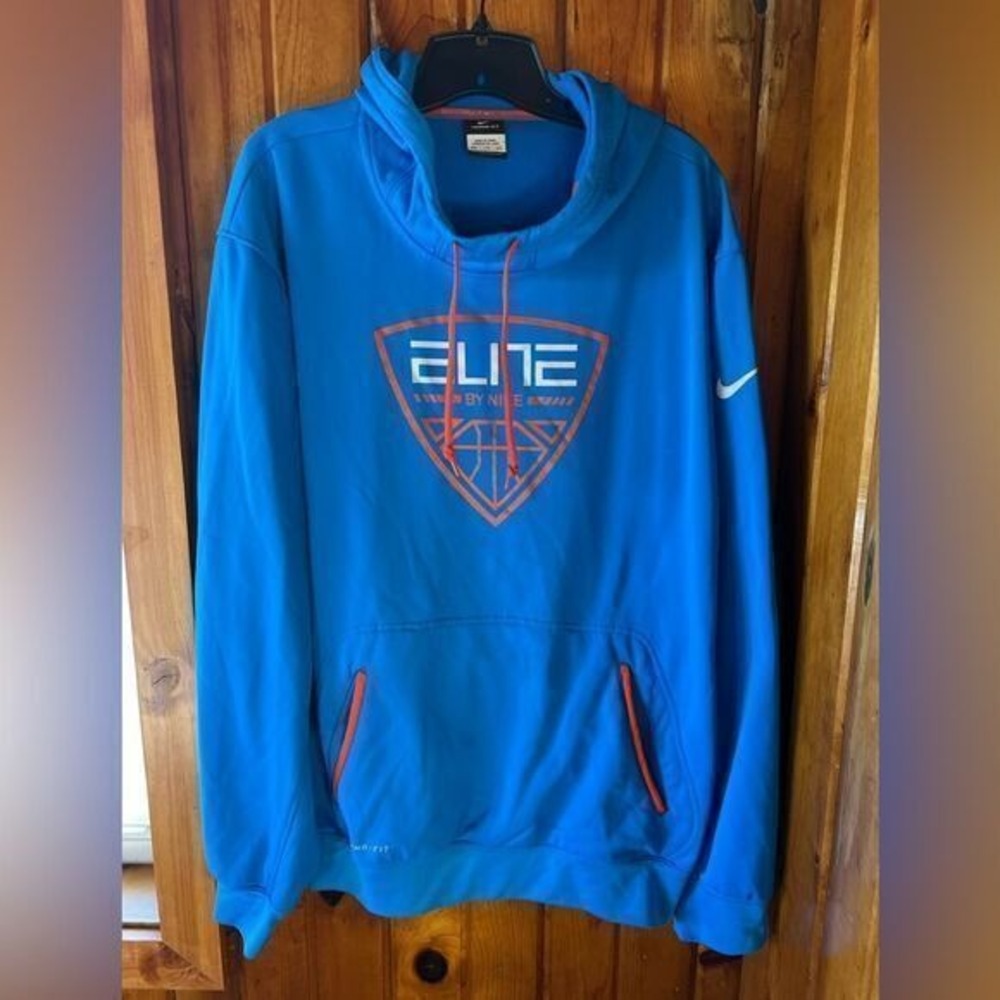 Nike Elite Therma Fit Sweatshirt Blue Orange Athletic‎ Performance size XXl